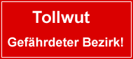Tollwut-Warnschild
